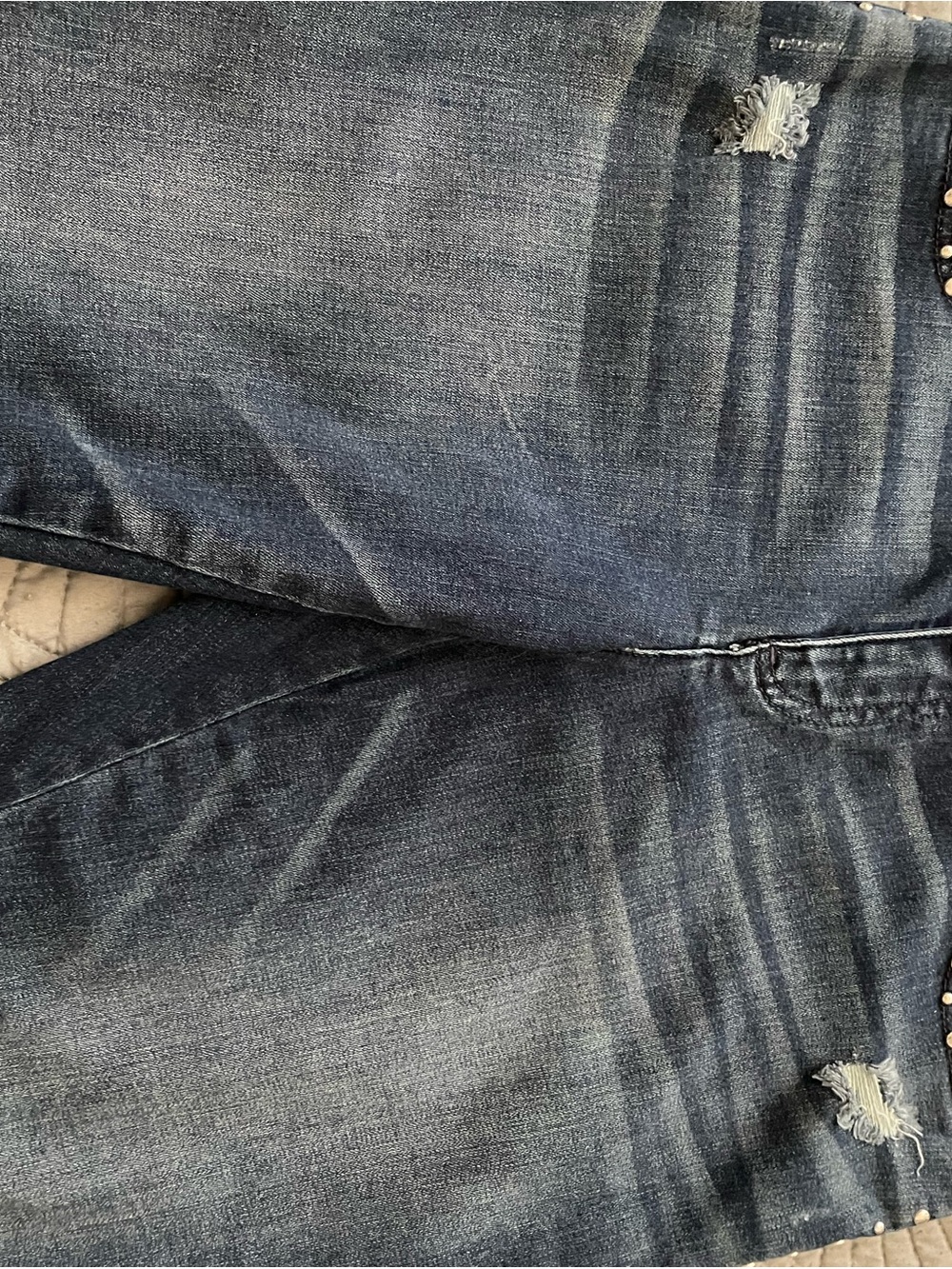INC International Concepts Dark Blue Skinny Jeans with Silver Stud Trim - Picture 3 of 5